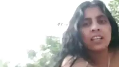 Nude desi Bhabhi bathing outdoors and enjoys video call sex