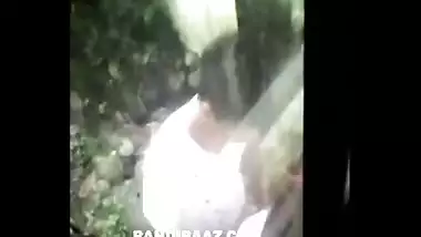Young college couple enjoy a outdoor fuck behind his hostel
