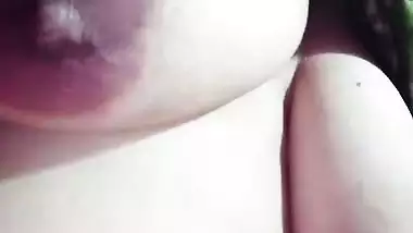 Unsatisfied cute bhabhi topless selfie showing long boobs
