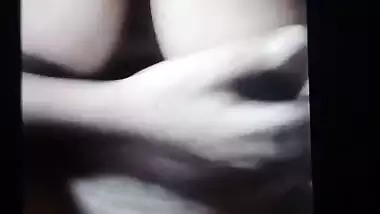 Dark nipples girlfriend sitting nude and fingering