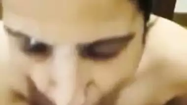 Pervert shoots his stepmom’s blowjob MMS and cums on her