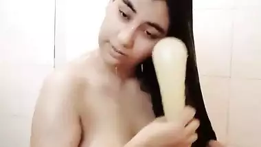 Long haired desi bhabhi strip bathing video clip
