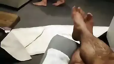 Cuckold sees his desi nude wife getting fucked by a servant